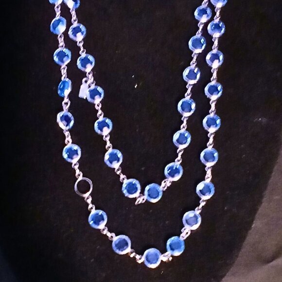 Swarovski Jewelry - Vintage Swarovski Crystal Long Beaded Necklace Austria Blue Chain Link READ